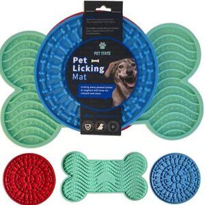 Pet Licking Mat Slow Dog, Cat Feeder Diet Pads with Suction Cups 3Pcs